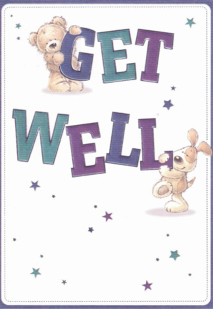 In a scene that could come straight from the heart of Old Ford, this get well card becomes a vibrant celebration of encouragement and good cheer. Illustrated with expressive care, a friendly bear with plush, inviting fur leans down to a puppy-velvety ears perked in playful anticipation-both surrounded by swirling starbursts bursting with colour. The big, confident letters of 'Get Well' anchor the composition, shaded in lively purples and aquas that spark immediate reassurance. Depth and lovingly rendered textures give the animals an almost tangible presence, like the sensation of arranging fresh flowers by hand at Flower Delivery Old Ford. The interplay of starry accents evokes the gentle magic of evening walks by the canal or through Mile End Park, where simple beauty is treasured. Everything about the card speaks to resilience and heartfelt care, perfect for anyone needing a lift-whether sent alone or accompanied by an expertly crafted bouquet to brighten a quiet moment in an Old Ford flat. The atmosphere is one of effortless joy and thoughtful artistry, a testament to this neighbourhood's tradition of reaching out in times of need.