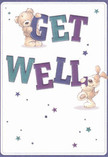 Radiating gentle warmth and positivity, this get well card design brings together the spirit of Old Ford and the deeply human wish for recovery. A huggable teddy and a lively puppy take center stage, balancing the bold-almost celebratory-letters of 'Get Well' in vivid indigo and teal. Their playful poses and soft, textured fur evoke both childlike joy and the lasting comfort of a bear hug, the sort of embrace you might send with a bouquet from a local Old Ford florist. Around them, a scattering of blue and purple stars glimmers against a creamy background, adding whimsy reminiscent of starlit evenings along the Regent's Canal. The whole scene carries a soothing, uplifting energy-like opening the door to fresh blooms and heartfelt wishes from friends just down the street. Crafted with the precision and care found in every local delivery, it's a card designed to comfort, encourage, and deliver hope to Old Ford's cherished community members.